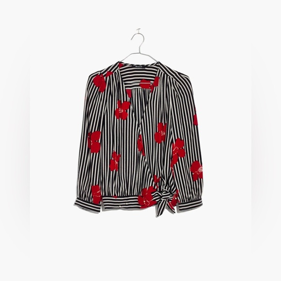 Madewell Wrap Top in Candied Orchids - Size M - Picture 5 of 5